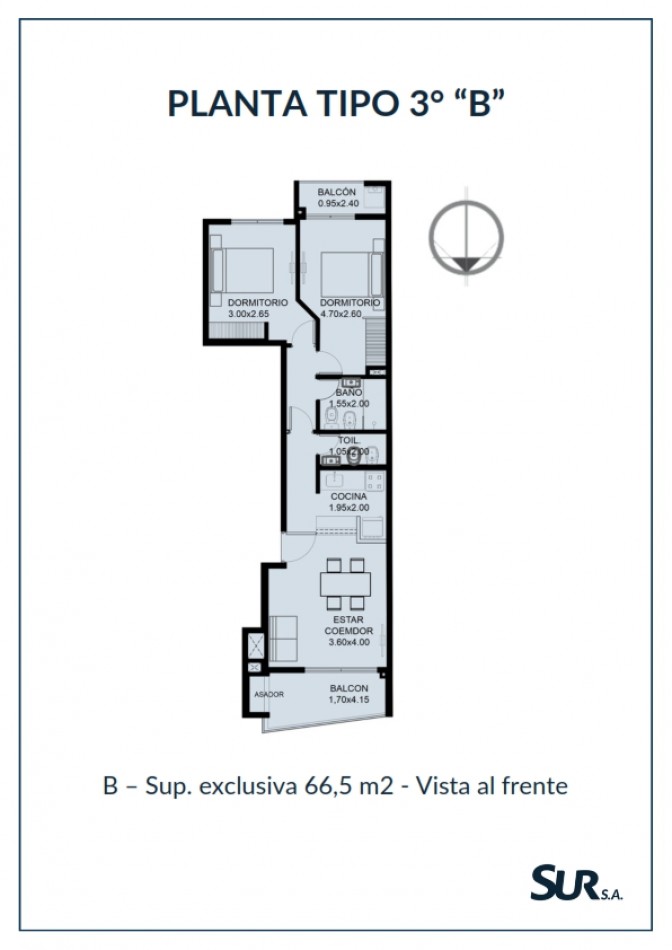 Departamento 2 dormitorios a estrenar en venta, Edificio Danubio, Candioti Sur, Ciudad de Santa Fe